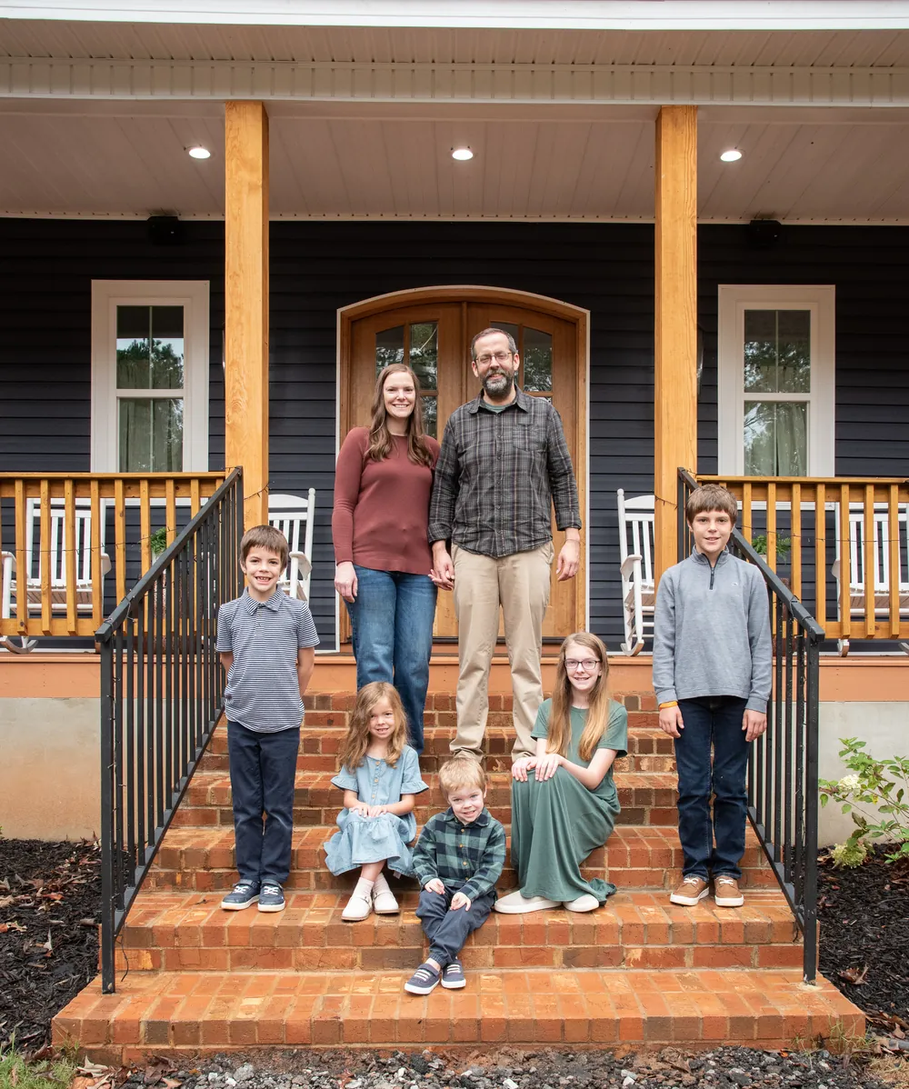 Shane Gottwals with his wife Abbey and their five children at their Warner Robins home